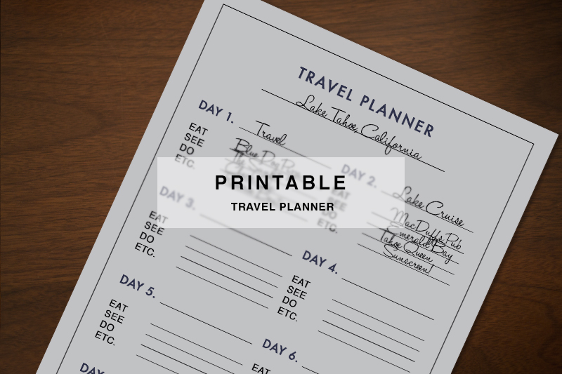 Free Printable 7 Day Travel Planner