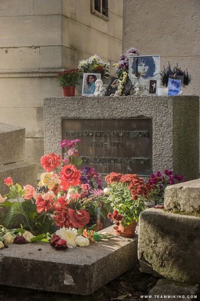 Jim Morrison Grave in Pere Lachaise Cemetery, Paris, France