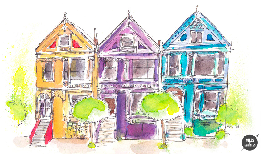 San Francisco Painted Ladies, San Francisco City Guide. Illustrated by Marie Pottiez.