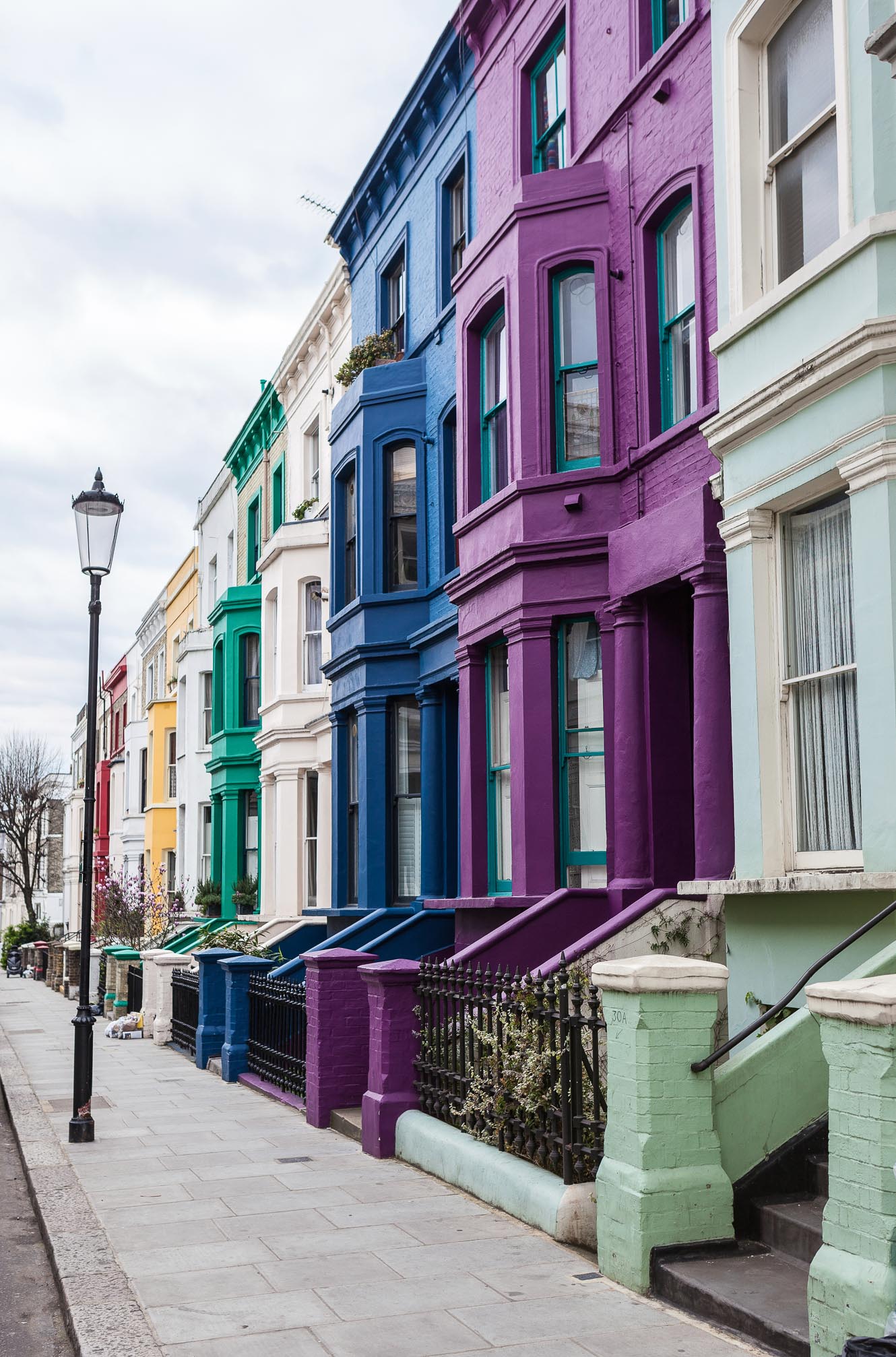 Multi-colored houses in Notting Hill, London, England