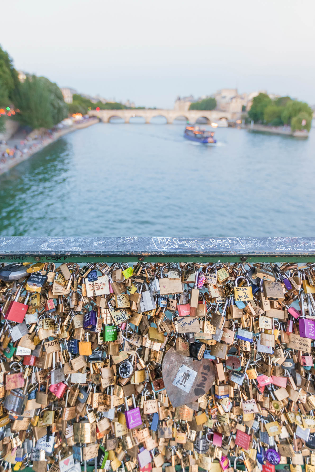 Love lock bridge in Paris, France