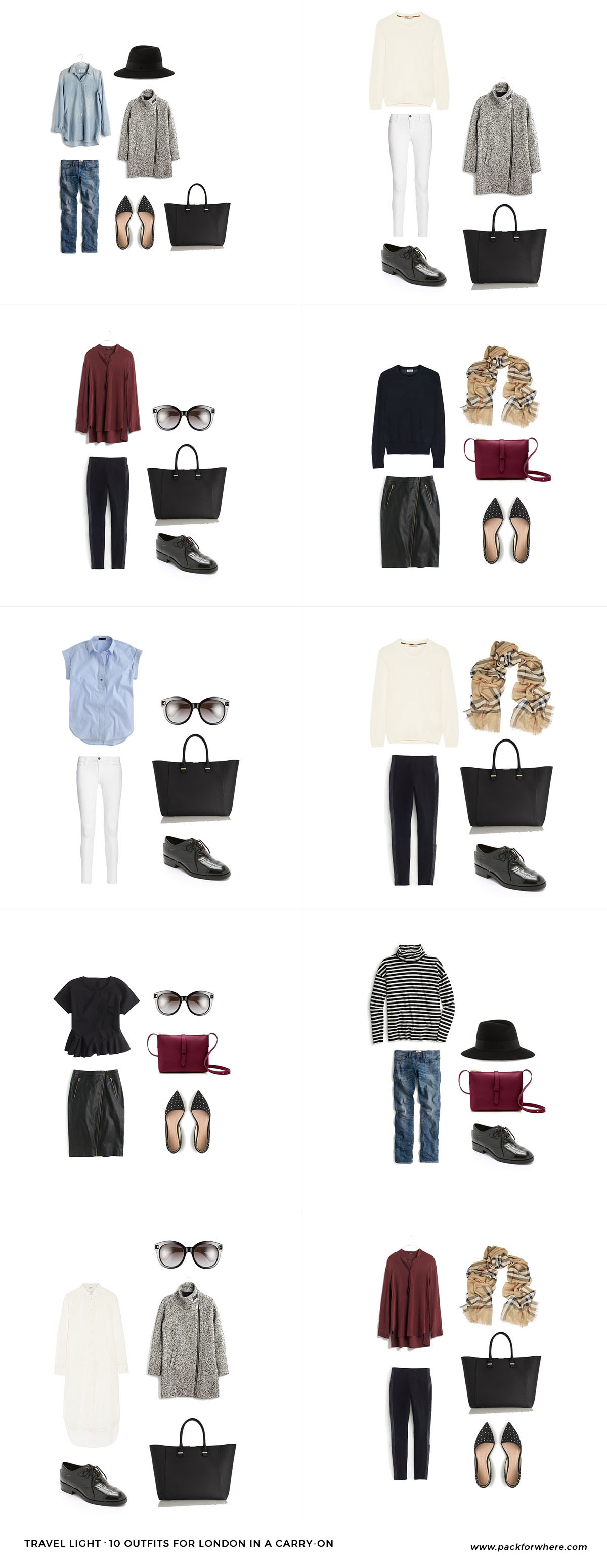 What to wear in London, Packing list includes 20 items, 10+ outfits, in 1 carryon.