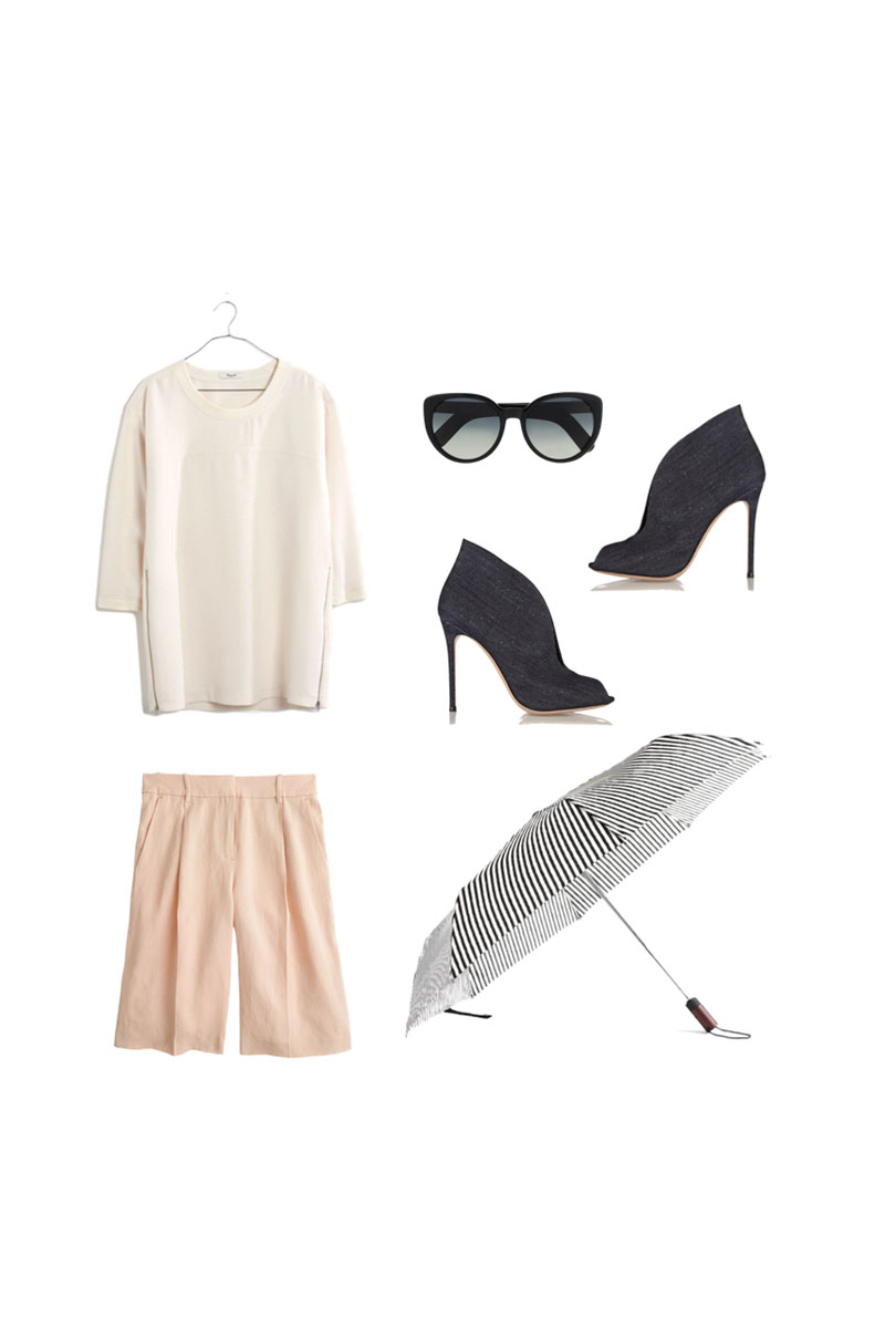 Light outfit for rainy day in Paris