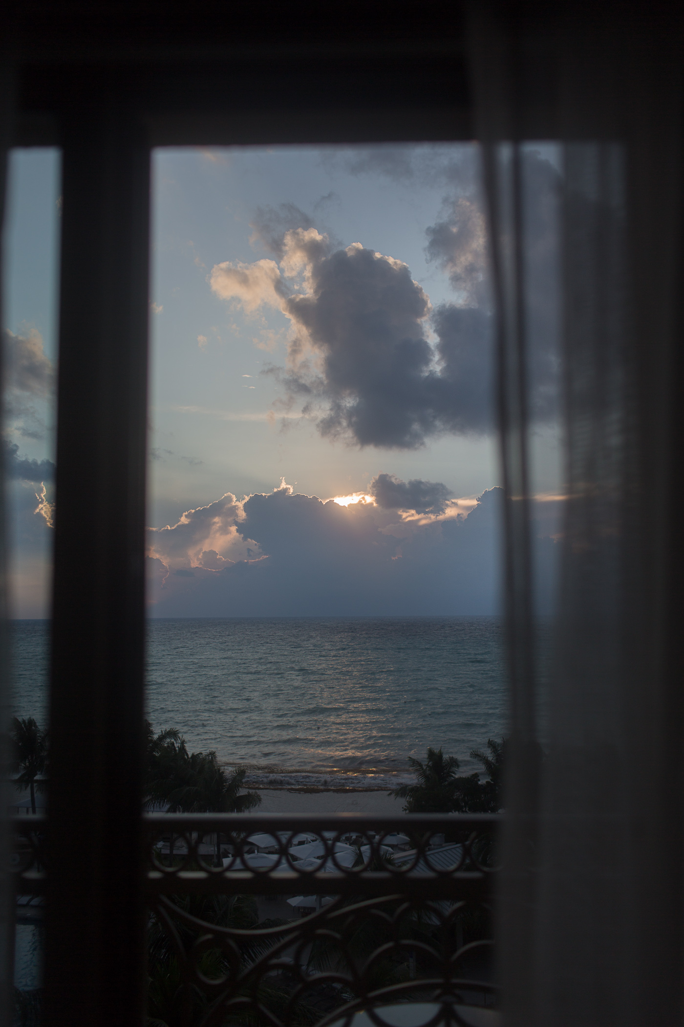Sunset from an ocean view room at the Ritz-Carlton, Grand Cayman