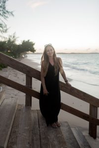 Evening before dinner wearing Cuyana in Turks and Caicos