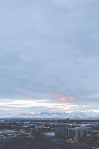 Sunset from the Grand America Hotel in Salt Lake City, Utah