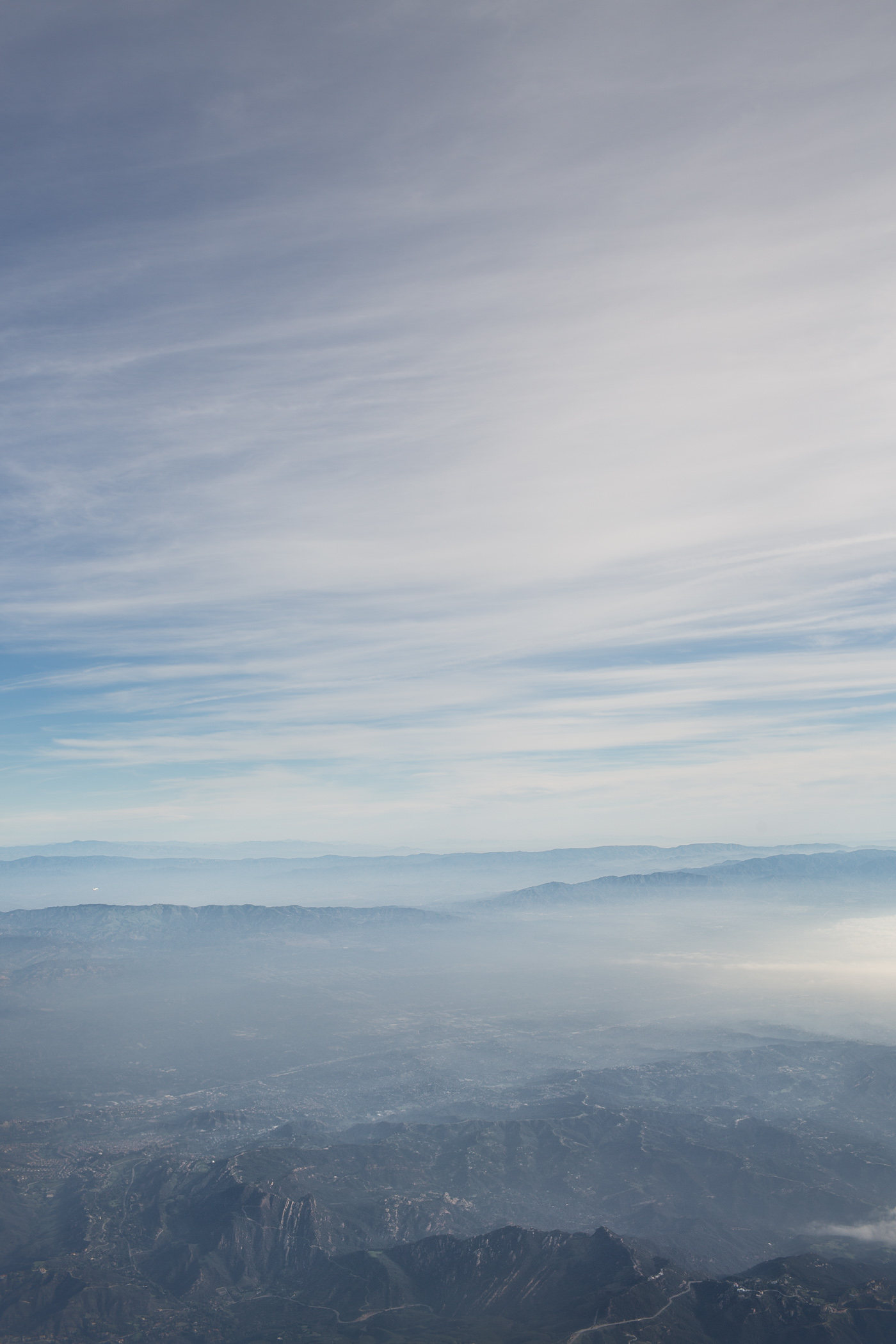 California from above. An aerial view from 36k feet.