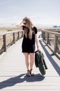 Casual Black Dress, a Summer to Fall transitional outfit.