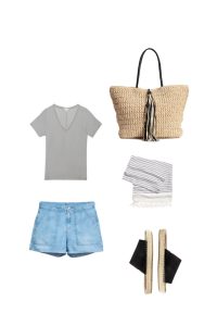 Outfit from a Summer packing list on a budget. 20 items, 12 outfits, 1 carry on, at a price that you can afford! Every item under $50.