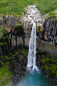 Svartifoss Waterfall, in Skaftafell National Park, Iceland. Part of a guide to driving around Ring Road in Iceland.