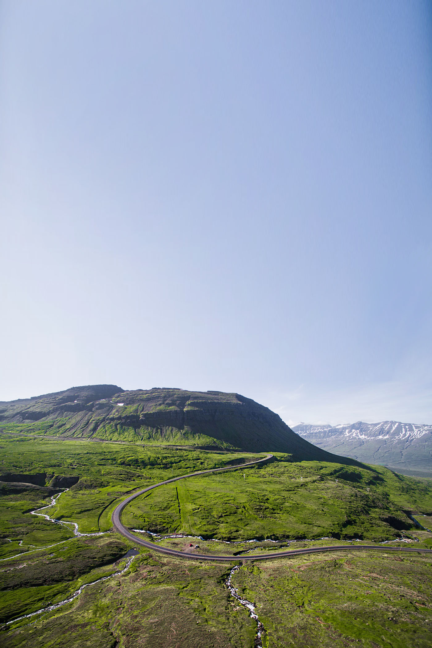 Windy road down an Icelandic Fjord.