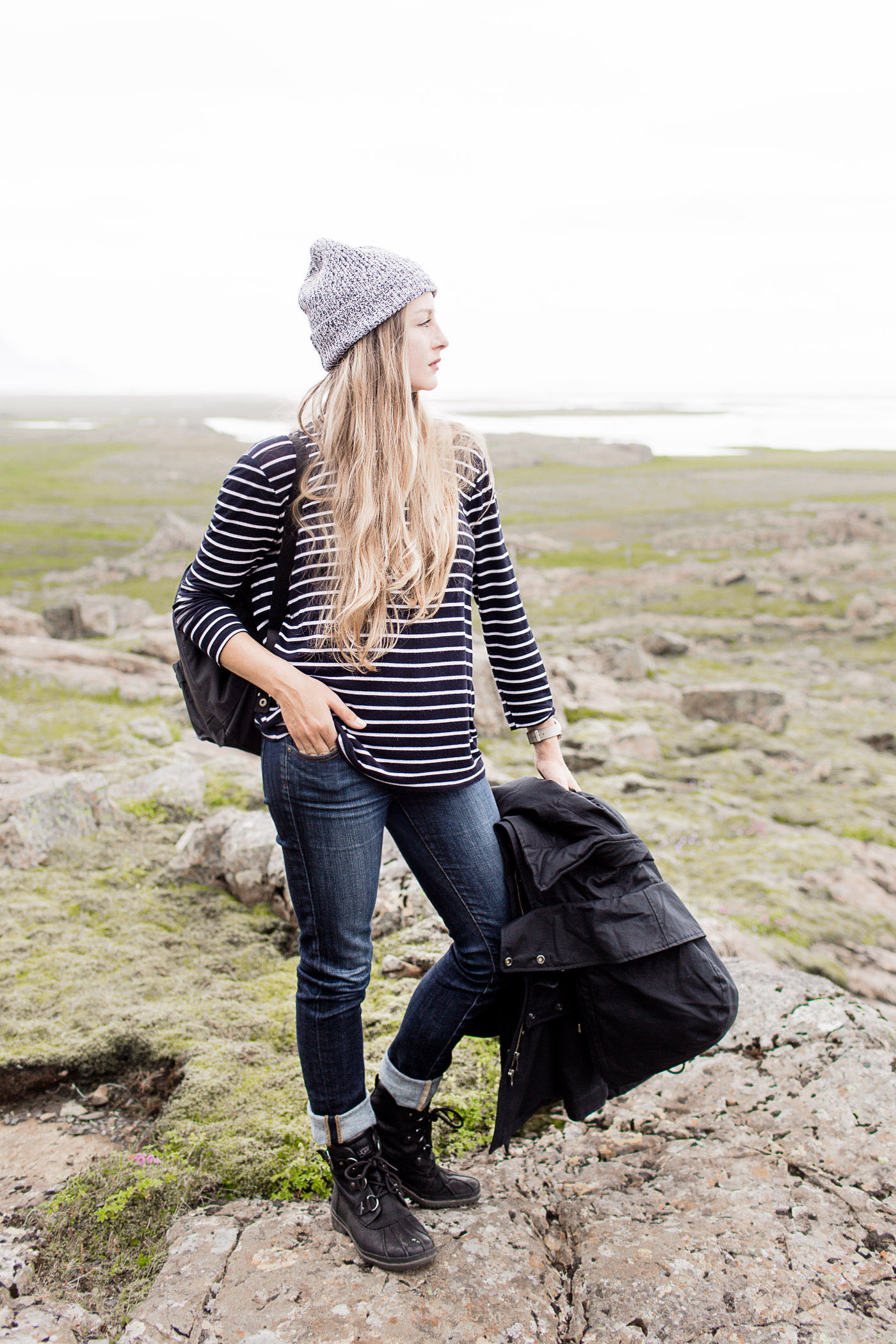 Summer outfit in Iceland, featuring Everlane, Heidi Merrick, Spiewak, and Ugg Australia.