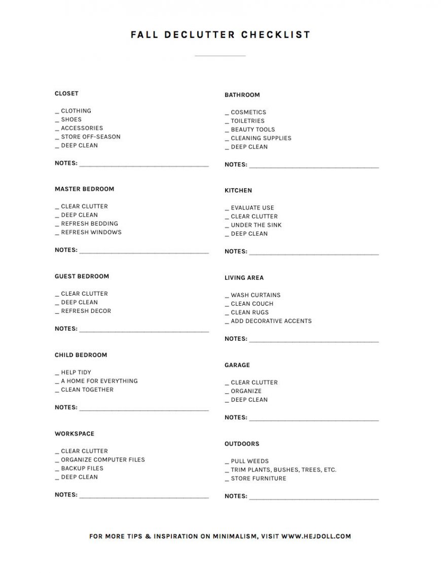 Fall Declutter Checklist - Hej Doll | Simple modern living by Jessica Doll.