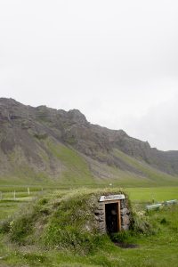 Vegskyli, a turf-roofed shed built in Iceland in 1948 to house milk-cans and the occasional person waiting for the bus.