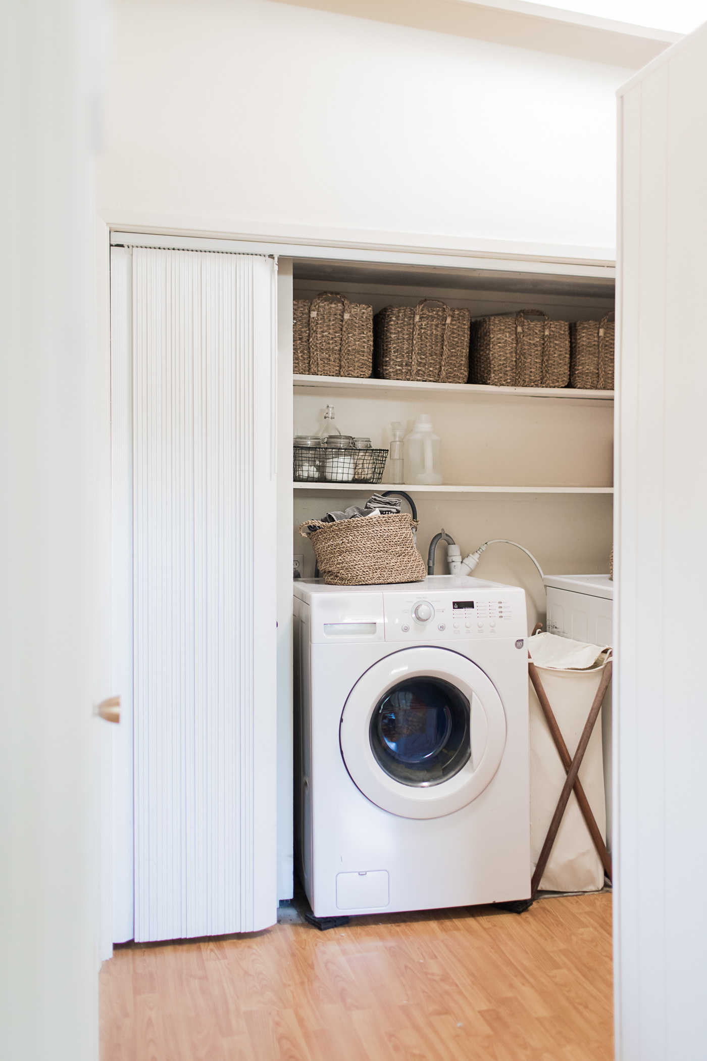 Small Space Laundry Room Dreams, the perfect design for a small laundry room or one that's limited on space. It's relaxing, neutral-toned, and minimal.