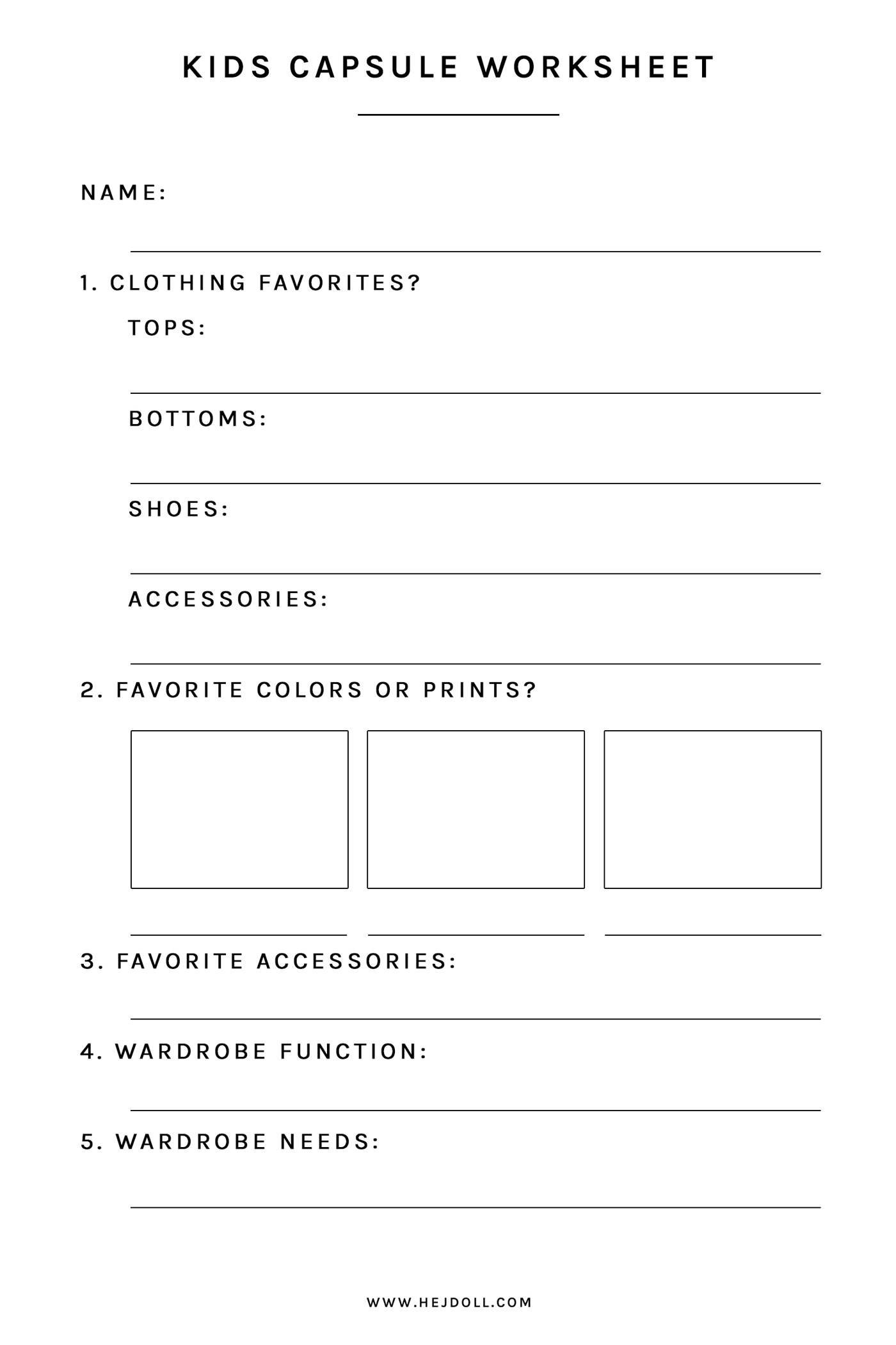 Back to School Capsule Wardrobe for Kids - A free downloadable worksheet to help you create the perfect back to school capsule wardrobe.