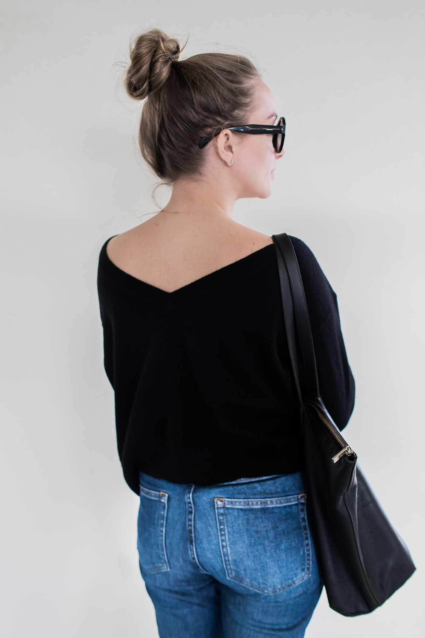 Black V-Neck Sweater, Worn 3 Ways