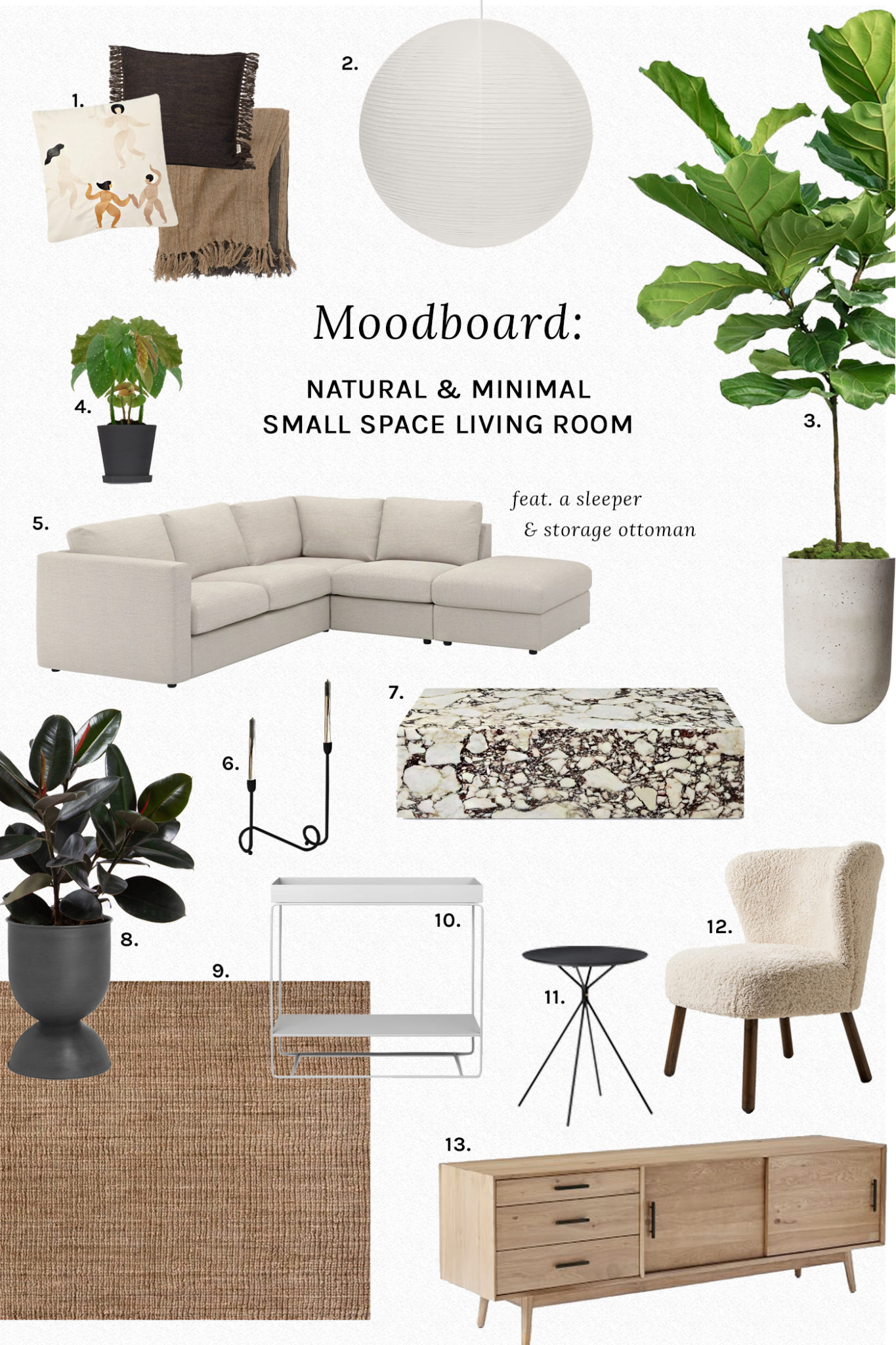 Moodboard: Natural & Minimal Small Space Living Room - Hej Doll ...