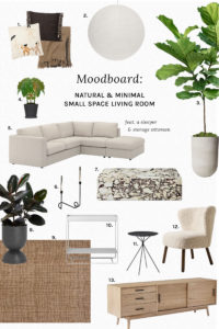 Moodboard: Natural & Minimal Small Space Living Room